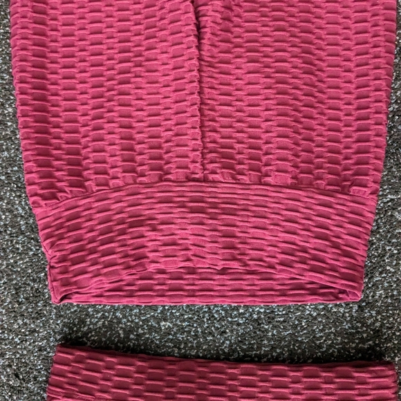 Brand new Bra + leggings Burgundy and fancy fit jacket workout set Women size M - Picture 9 of 15